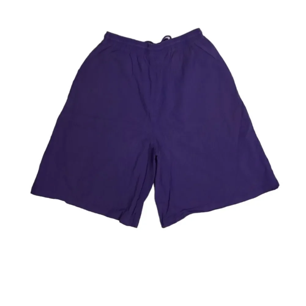 VINTAGE 90s purple baggy pull‎ on drawstring wide leg bermuda shorts M